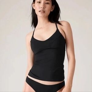 Athleta Triangle Tankini Swim Top Black A-C Cup Sm NWT Adjustable Padded 531207
